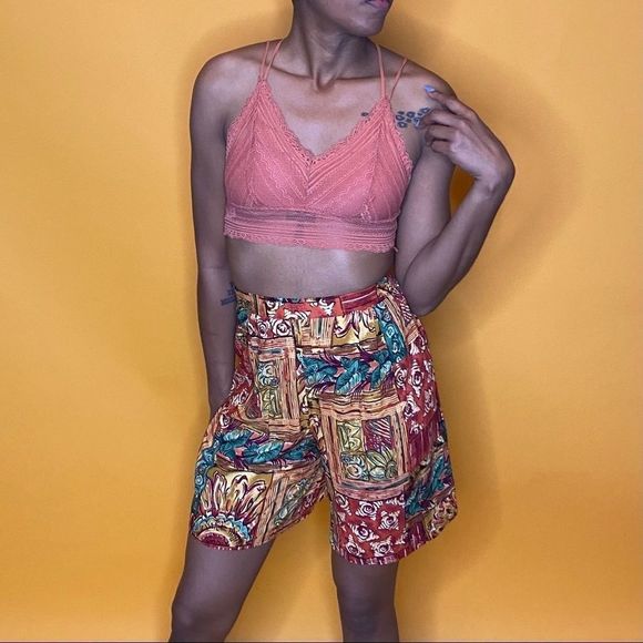 Plus Tribal Print Frill Waist Belted Shorts main image 1